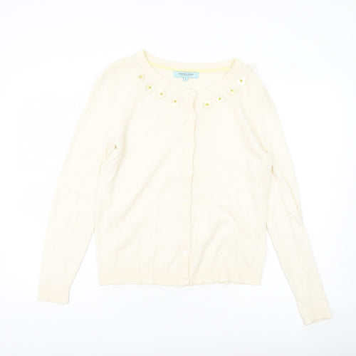 Dickins & Jones Women’s Ivory Cardigan S Crew Neck Beaded Floral