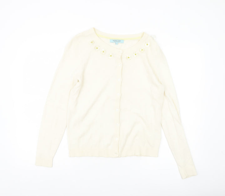 Dickins & Jones Women’s Ivory Cardigan S Crew Neck Beaded Floral