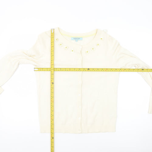 Dickins & Jones Women’s Ivory Cardigan S Crew Neck Beaded Floral