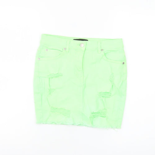 Parisian Women Green Size 8 Distressed Denim Pencil Mini Skirt