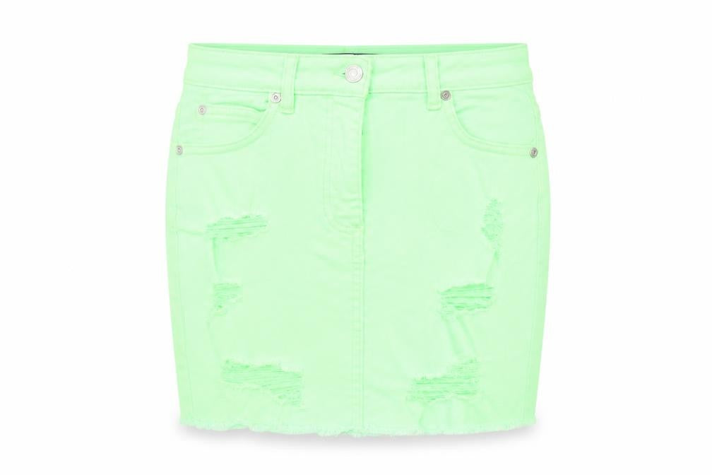 Parisian Women Green Size 8 Distressed Denim Pencil Mini Skirt