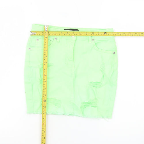 Parisian Women Green Size 8 Distressed Denim Pencil Mini Skirt