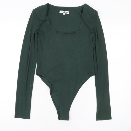 4TH ARQ Women’s Green Square Neck Long Sleeve Bodysuit Size S