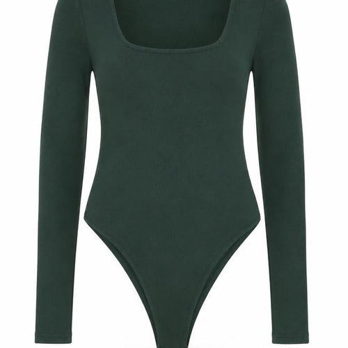 4TH ARQ Women’s Green Square Neck Long Sleeve Bodysuit Size S