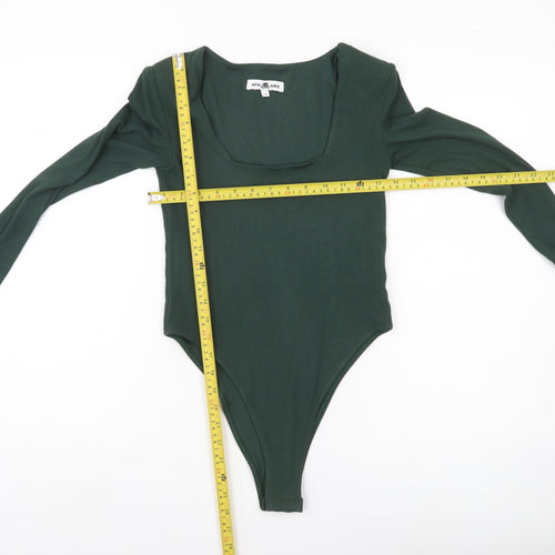 4TH ARQ Women’s Green Square Neck Long Sleeve Bodysuit Size S