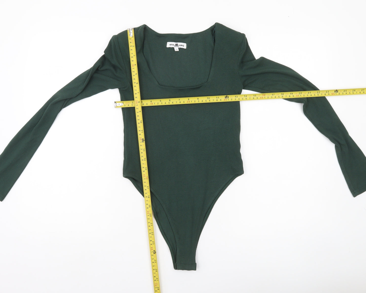 4TH ARQ Women’s Green Square Neck Long Sleeve Bodysuit Size S