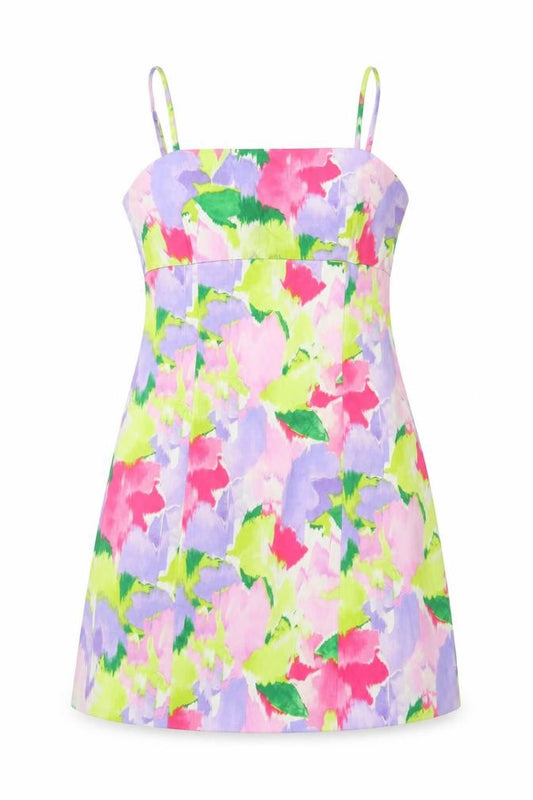 Front view of Primark women’s multicoloured floral slip dress, size UK 10