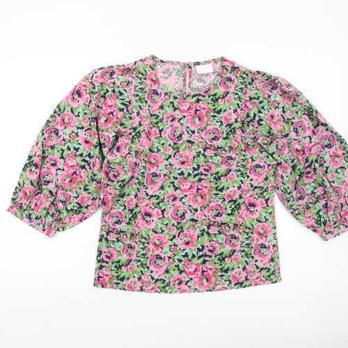 Vila Womens Floral Multicoloured Blouse Size 6 Puff Sleeve