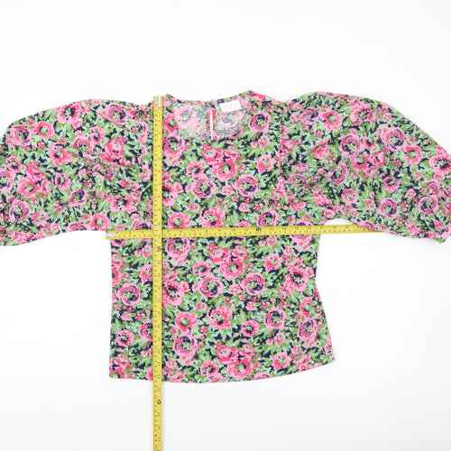 Vila Womens Floral Multicoloured Blouse Size 6 Puff Sleeve