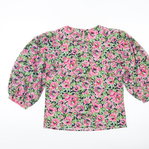 Vila Womens Floral Multicoloured Blouse Size 6 Puff Sleeve