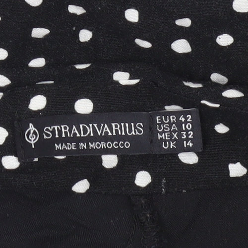 Stradivarius Women’s Black Polka Dot Wrap Ruffle Skirt Size 14