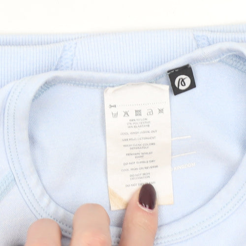 AYBL Women’s Blue Long Sleeve Cropped Gym Top Size S Slim Fit