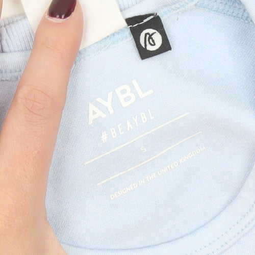 AYBL Women’s Blue Long Sleeve Cropped Gym Top Size S Slim Fit