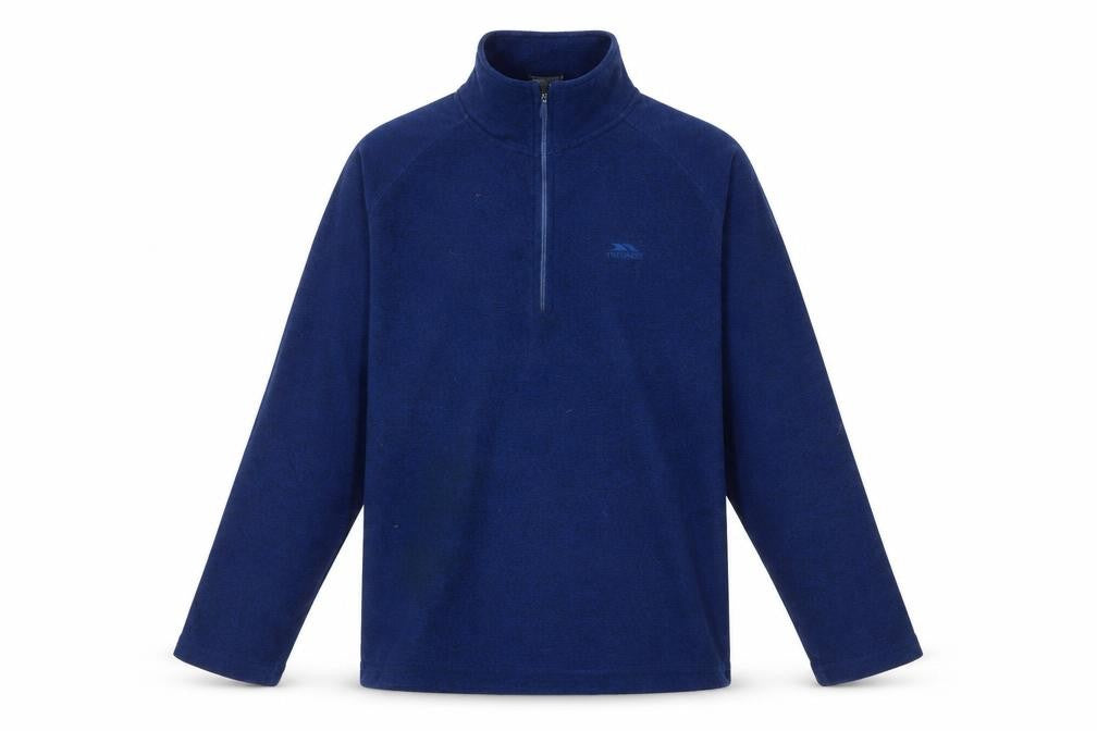 Front view of Trespass Men’s Blue XL Fleece Pullover Sweatshirt Outdoor Hiking
