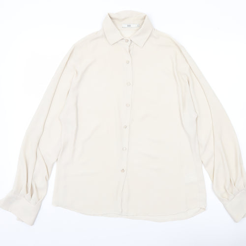Stills Womens Ivory Button-Up Shirt Size 10 Long Sleeve Workwear