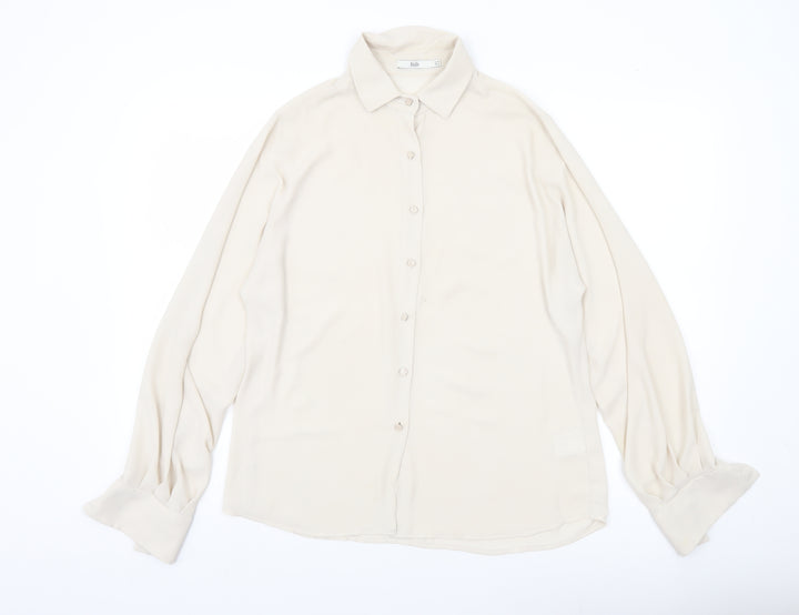 Stills Womens Ivory Button-Up Shirt Size 10 Long Sleeve Workwear