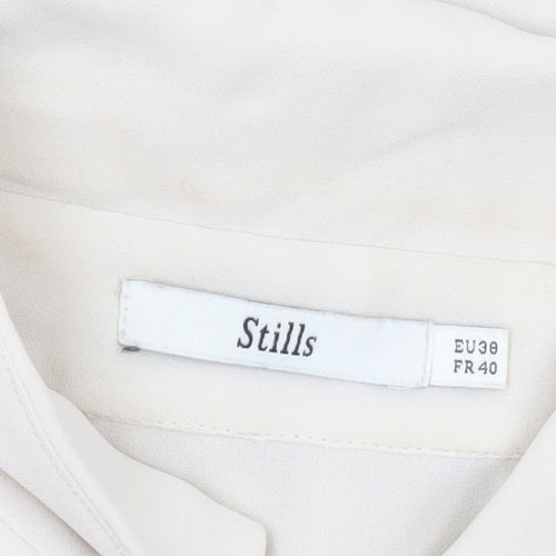 Stills Womens Ivory Button-Up Shirt Size 10 Long Sleeve Workwear