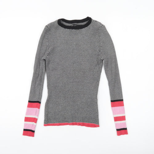 ONLY Womens Black Striped Slim Fit Knit Jumper Size S