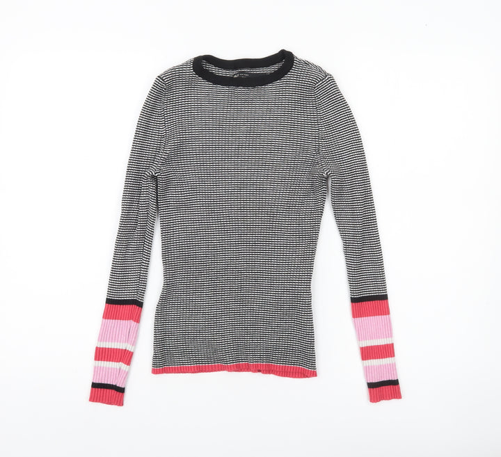 ONLY Womens Black Striped Slim Fit Knit Jumper Size S
