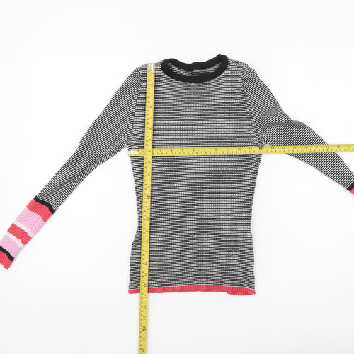 ONLY Womens Black Striped Slim Fit Knit Jumper Size S