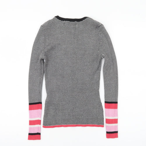 ONLY Womens Black Striped Slim Fit Knit Jumper Size S