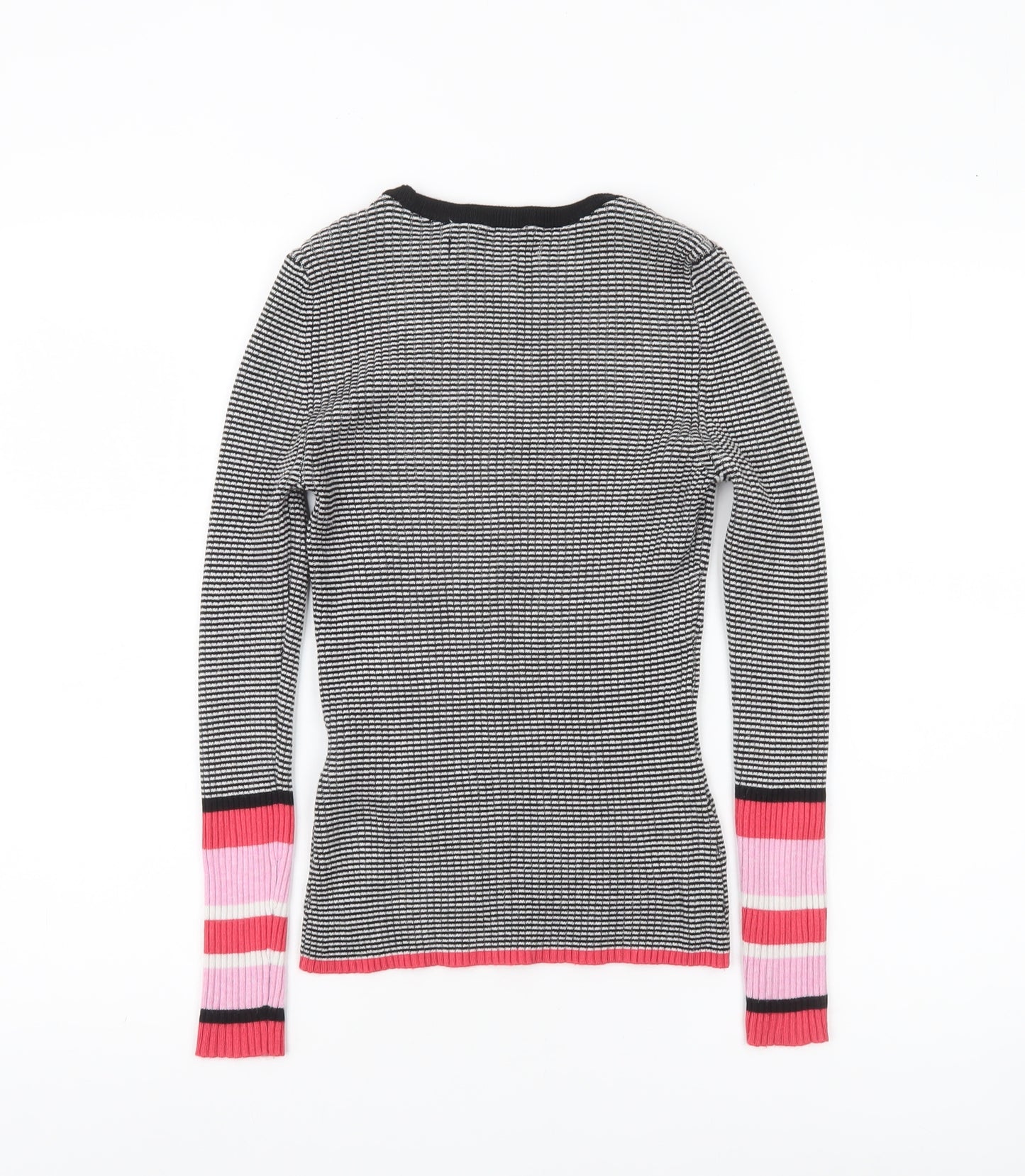ONLY Womens Black Striped Slim Fit Knit Jumper Size S