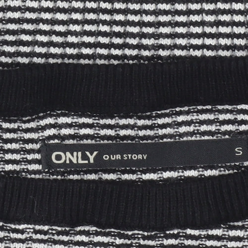 ONLY Womens Black Striped Slim Fit Knit Jumper Size S