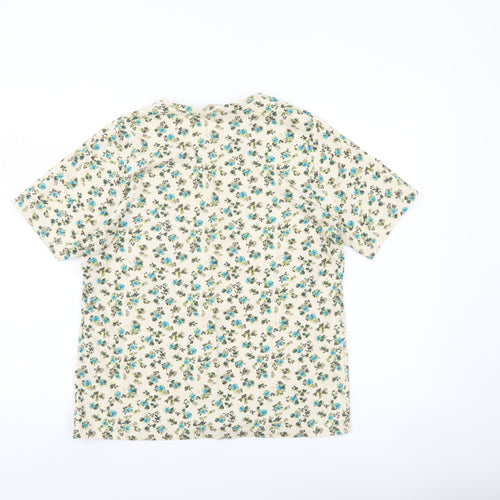 Honor Millburn Women’s Ivory Floral Cotton T-Shirt Size 14 Regular