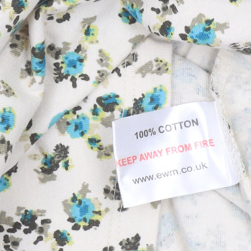 Honor Millburn Women’s Ivory Floral Cotton T-Shirt Size 14 Regular