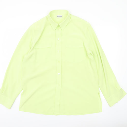 Bianca Womens Green Size 10 Button-Up Shirt Long Sleeve Work Blouse