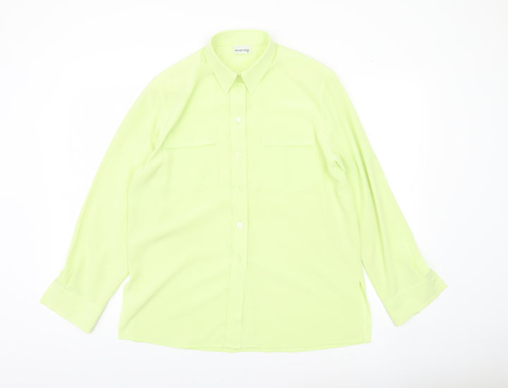 Bianca Womens Green Size 10 Button-Up Shirt Long Sleeve Work Blouse