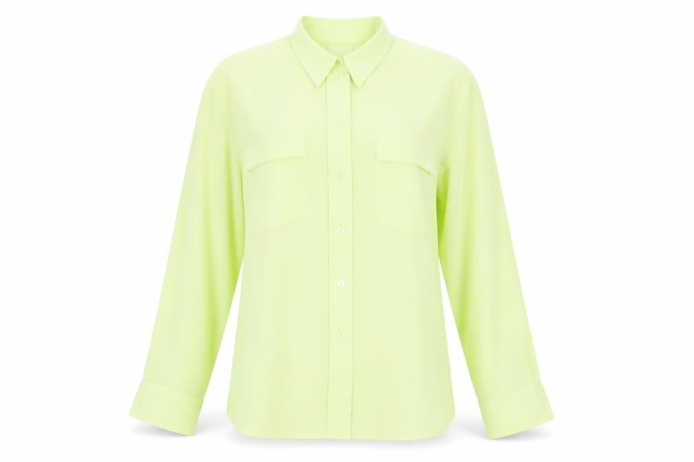 Front view of Bianca women’s green, size UK 10, button-up shirt long sleeve work blouse