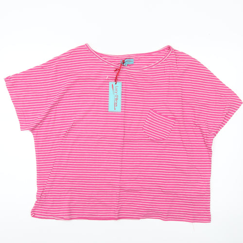 Lucy O'Brien Womens Pink Striped Cotton Relaxed T-Shirt Size M
