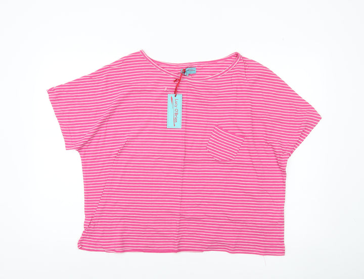 Lucy O'Brien Womens Pink Striped Cotton Relaxed T-Shirt Size M