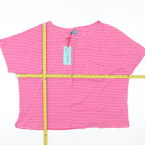 Lucy O'Brien Womens Pink Striped Cotton Relaxed T-Shirt Size M