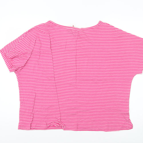 Lucy O'Brien Womens Pink Striped Cotton Relaxed T-Shirt Size M