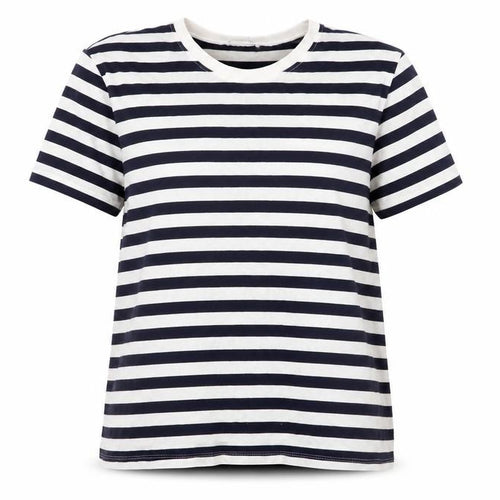 Zara Womens Blue White Striped Cotton T-Shirt Size M Nautical
