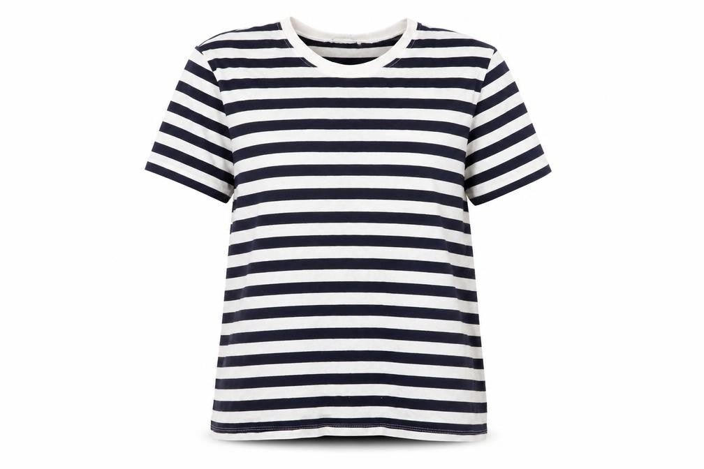 Zara Womens Blue White Striped Cotton T-Shirt Size M Nautical