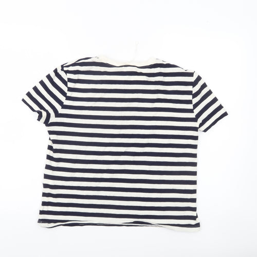 Zara Womens Blue White Striped Cotton T-Shirt Size M Nautical