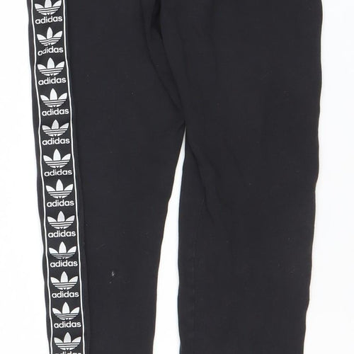 Adidas Womens Black Size 8 Slim Fit Logo Leggings