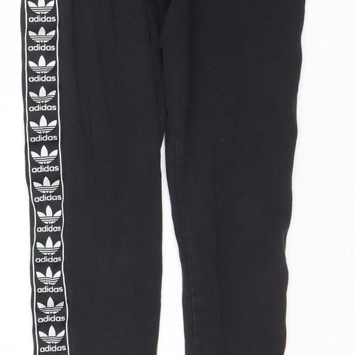 Adidas Womens Black Size 8 Slim Fit Logo Leggings