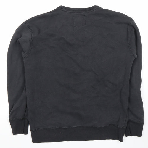 Hollister Mens Black Sweatshirt M Pullover Logo Crew Neck Long Sleeve