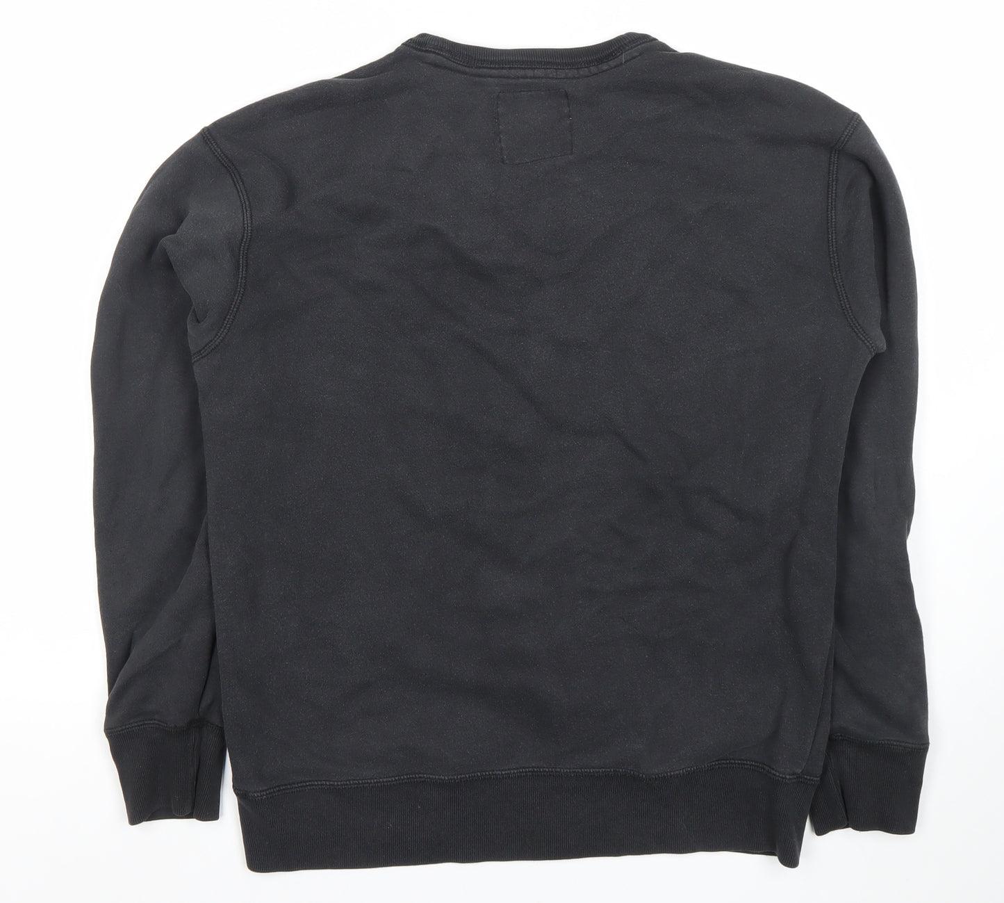 Hollister Mens Black Sweatshirt M Pullover Logo Crew Neck Long Sleeve