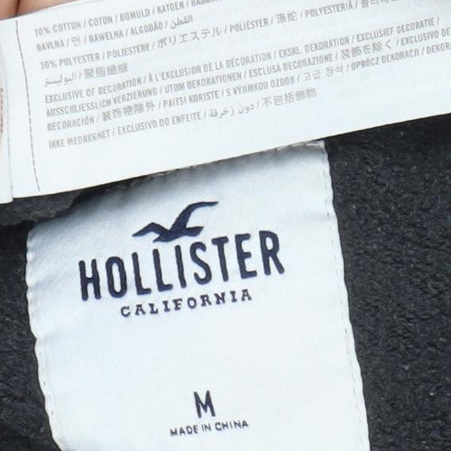 Hollister Mens Black Sweatshirt M Pullover Logo Crew Neck Long Sleeve