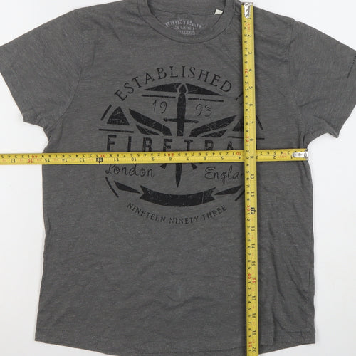 Firetrap Boys Grey Logo Graphic T-Shirt 9-10Y Short Sleeve Casual