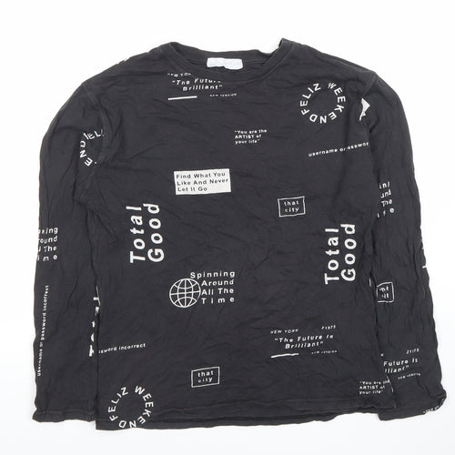 Zara Boys Black Graphic Print Long Sleeve T-Shirt 11-12 Years