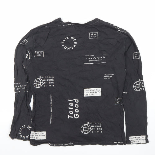 Zara Boys Black Graphic Print Long Sleeve T-Shirt 11-12 Years