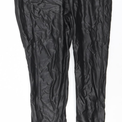Matalan Womens Black Faux Leather Leggings Size 12 Stretch Slim Fit