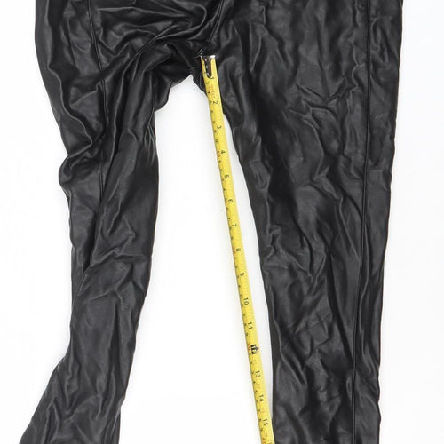 Matalan Womens Black Faux Leather Leggings Size 12 Stretch Slim Fit