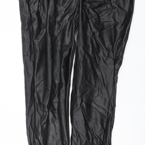 Matalan Womens Black Faux Leather Leggings Size 12 Stretch Slim Fit